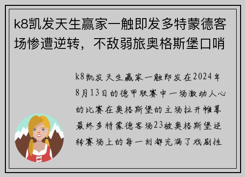 k8凯发天生赢家一触即发多特蒙德客场惨遭逆转，不敌弱旅奥格斯堡口哨飞扬 - 副本