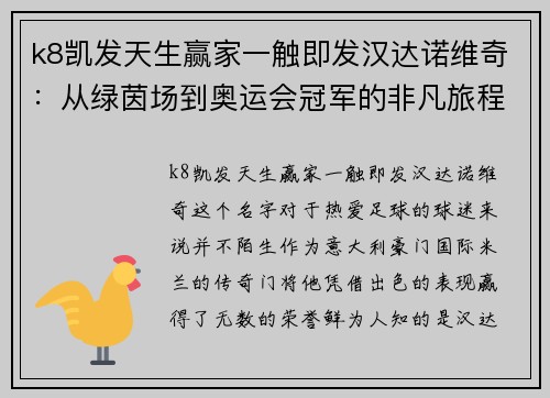 k8凯发天生赢家一触即发汉达诺维奇：从绿茵场到奥运会冠军的非凡旅程 - 副本