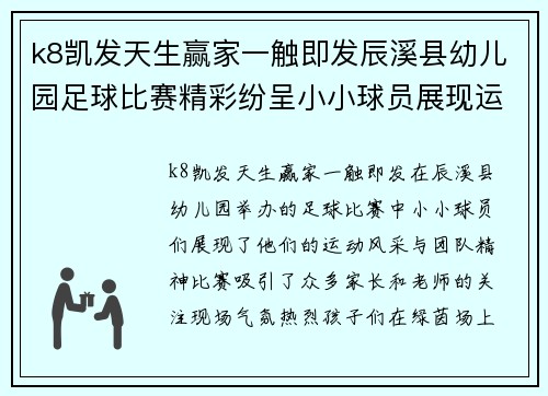 k8凯发天生赢家一触即发辰溪县幼儿园足球比赛精彩纷呈小小球员展现运动风采与团队精神